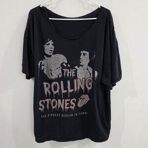 The Rolling Stones Womens Band Tee Size 2X Distressed Grunge